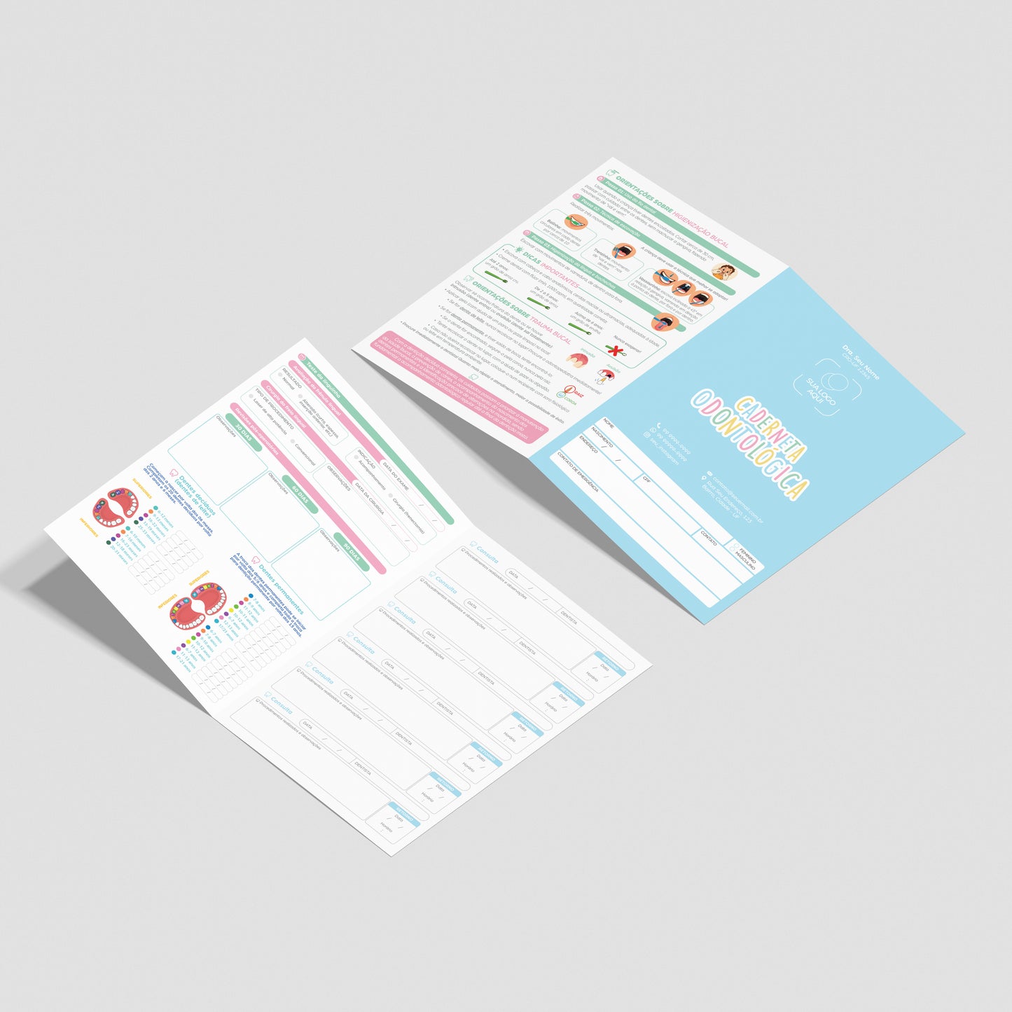 Carteira de Acompanhamento Odontológico 4 Páginas | Modelo 001