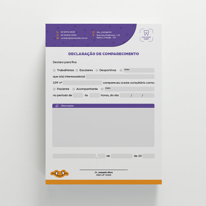 Declaração de Comparecimento | Modelo 005