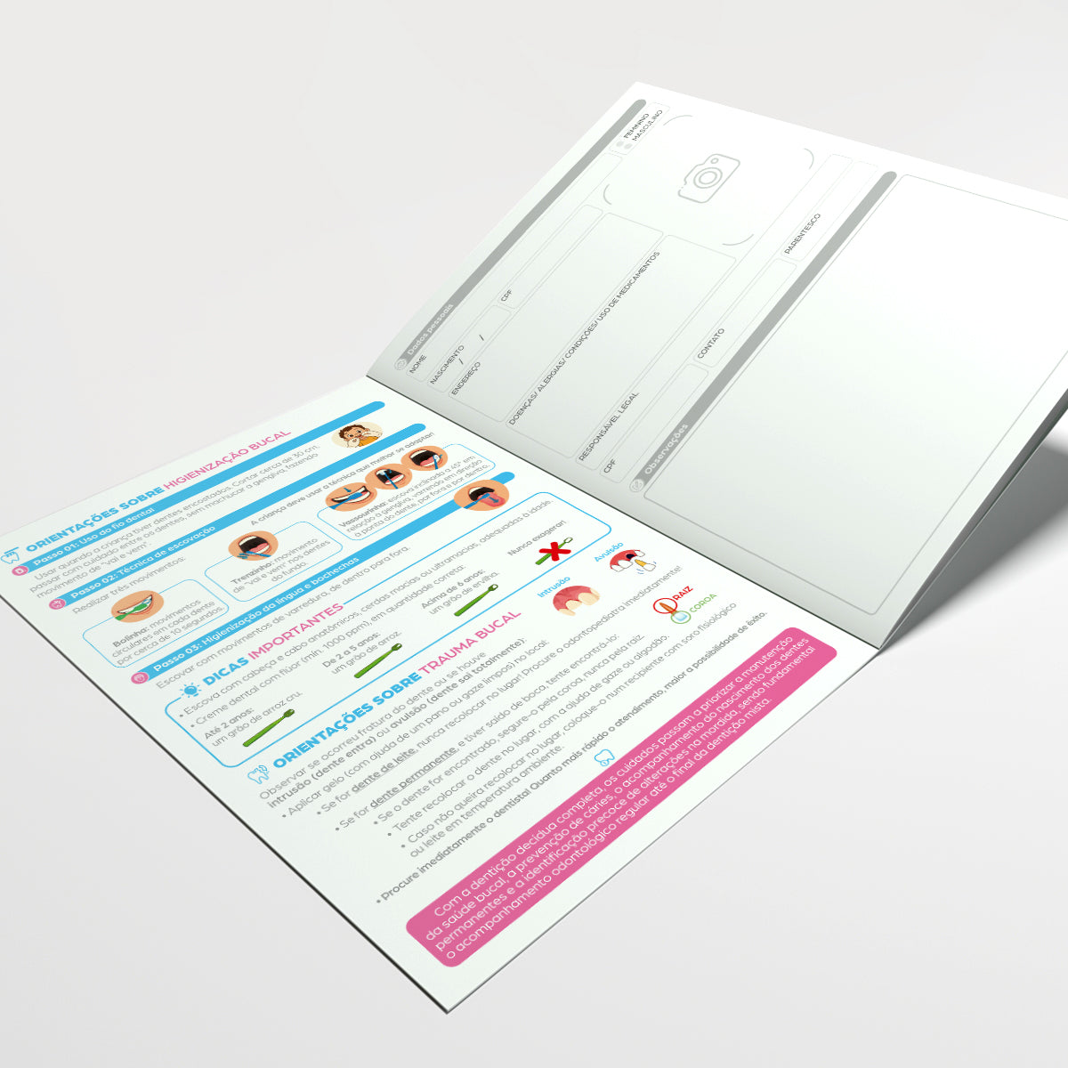 Carteira de Acompanhamento Odontológico Profissional 12 Páginas | Modelo 010