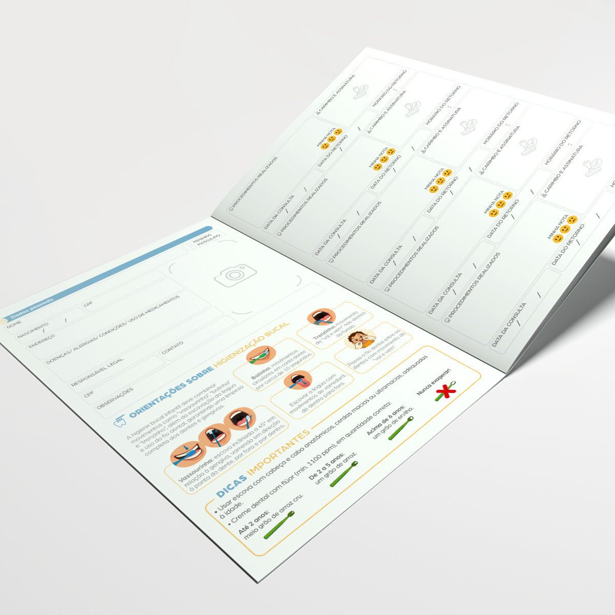 Carteira de Acompanhamento Odontológico Econômica 8 Páginas | Modelo 011