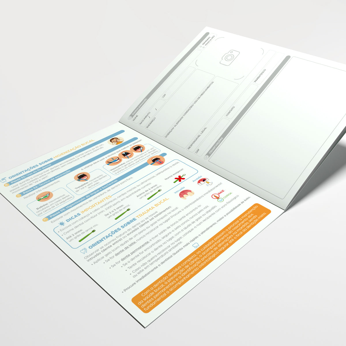 Carteira de Acompanhamento Odontológico Profissional 12 Páginas | Modelo 011