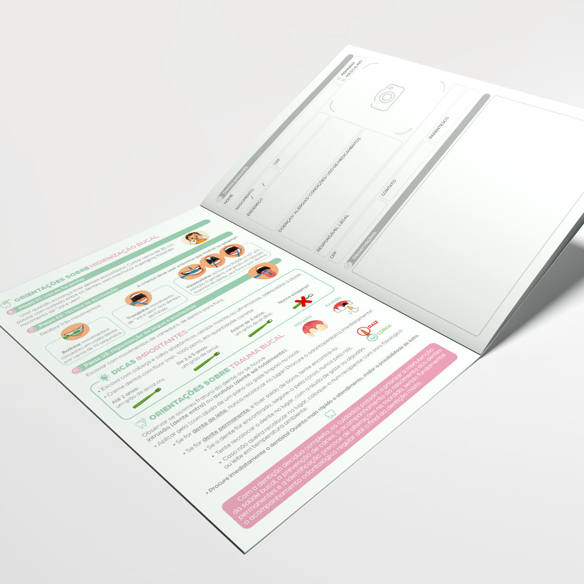 Carteira de Acompanhamento Odontológico Profissional 12 Páginas | Modelo 001