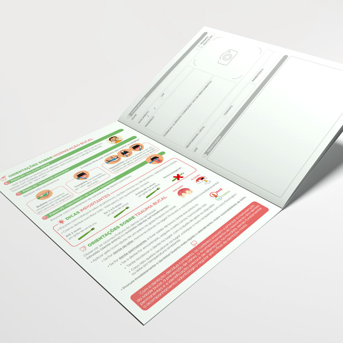 Carteira de Acompanhamento Odontológico Profissional 12 Páginas | Modelo 007