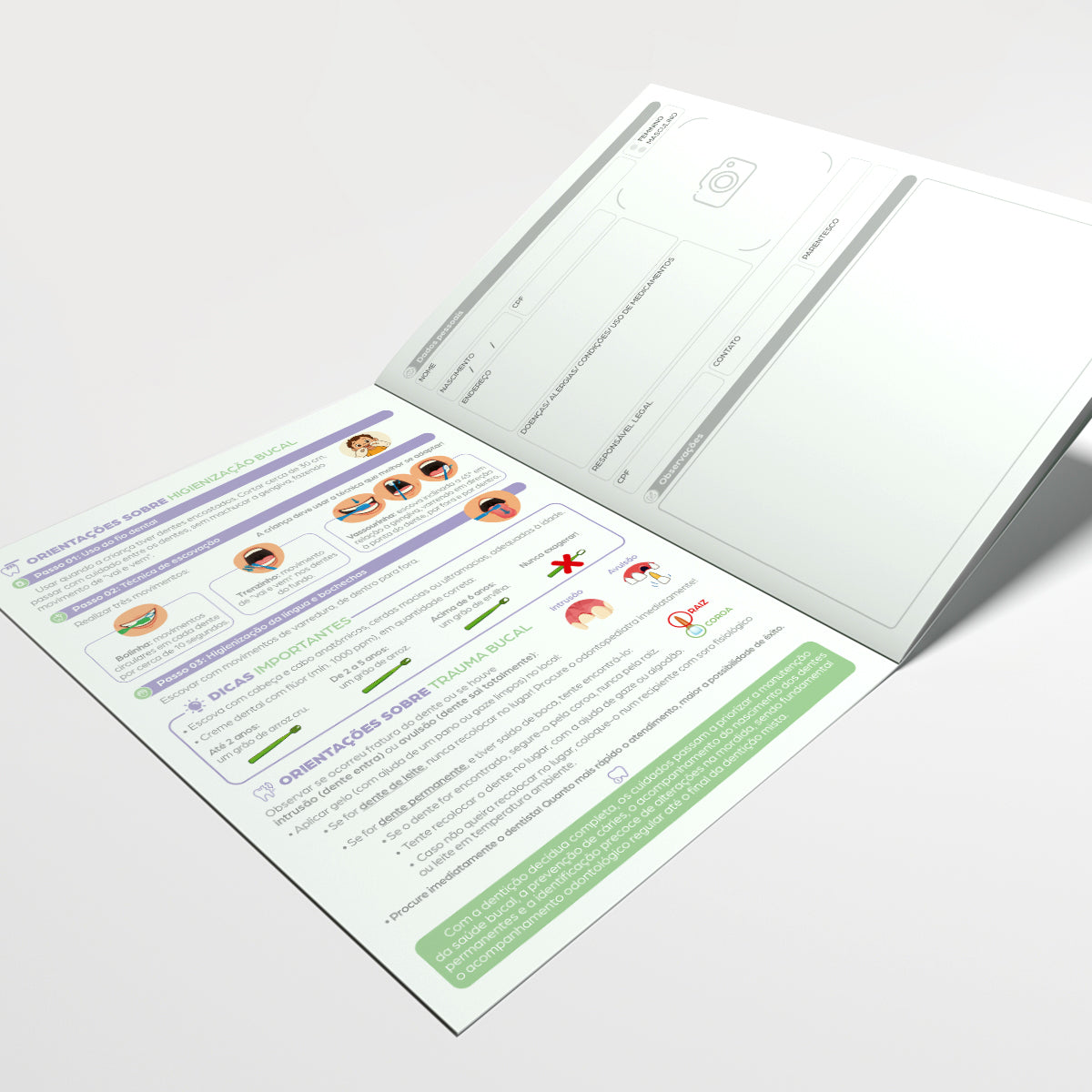 Carteira de Acompanhamento Odontológico Profissional 12 Páginas | Modelo 009