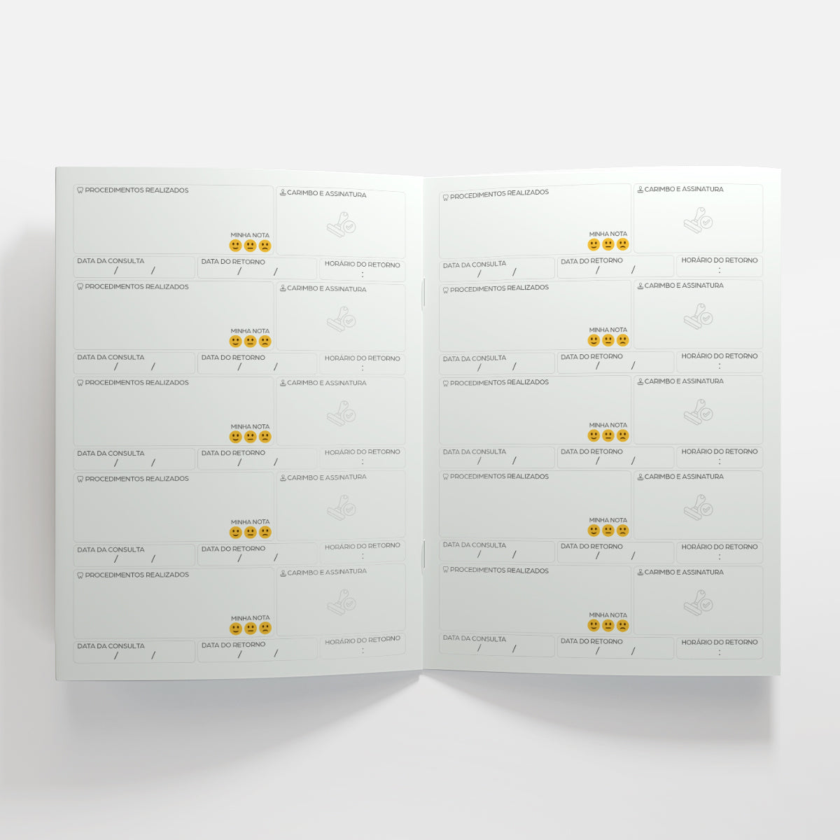 Carteira de Acompanhamento Odontológico Profissional 12 Páginas | Modelo 004