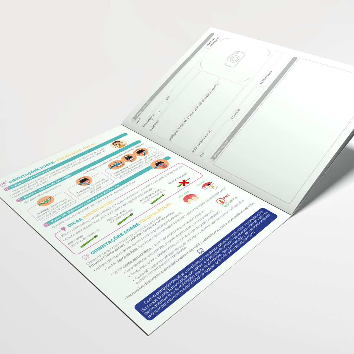 Carteira de Acompanhamento Odontológico Profissional 12 Páginas | Modelo 002