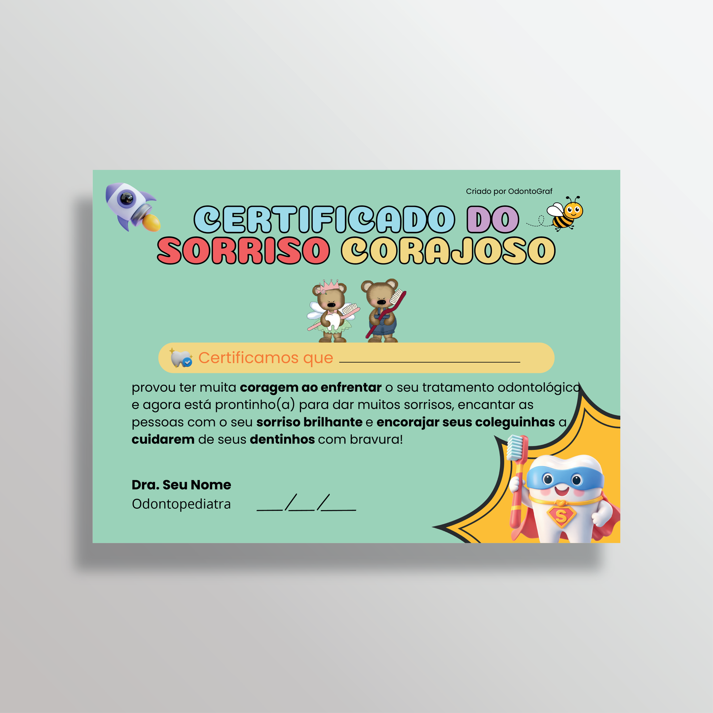 Kit Certificado de Coragem + Desenhos para Colorir (PDF)