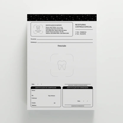 Receituário de Controle Especial Autocopiativo com 2 Vias Preto e Branco