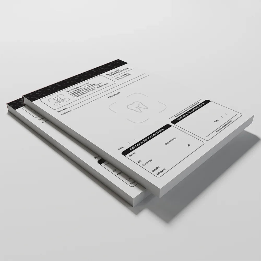 Receituário de Controle Especial Autocopiativo com 2 Vias Preto e Branco